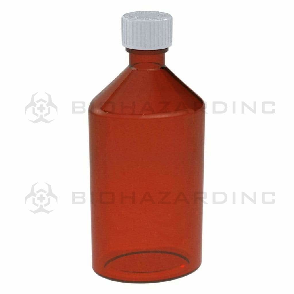 Child Resistant | Oval Bottles w/ Caps | Amber - 12oz - 50 Count Oval Bottles Biohazard Inc   