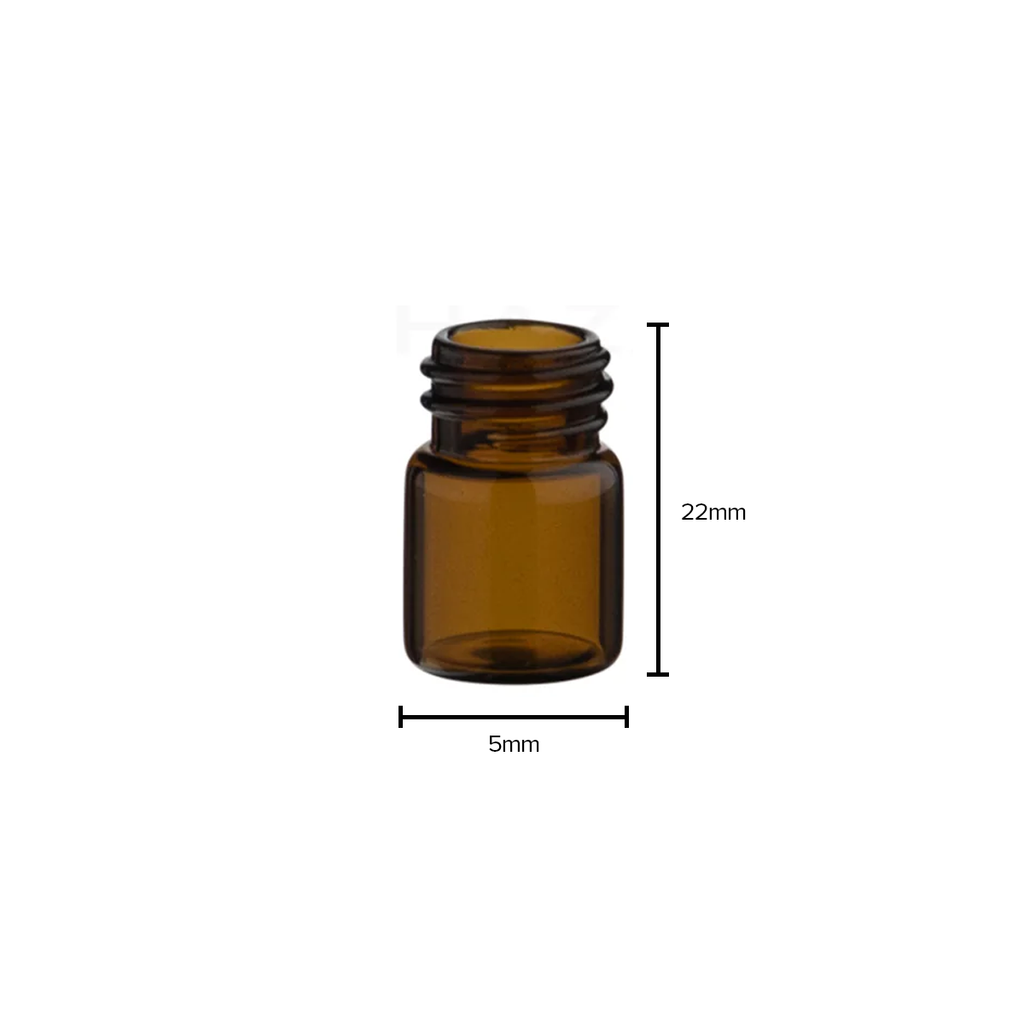 Glass Vials | Amber Glass Vial | 13mm - 1/2 Dram - 144 Count Glass Vial - Biohazard Inc   