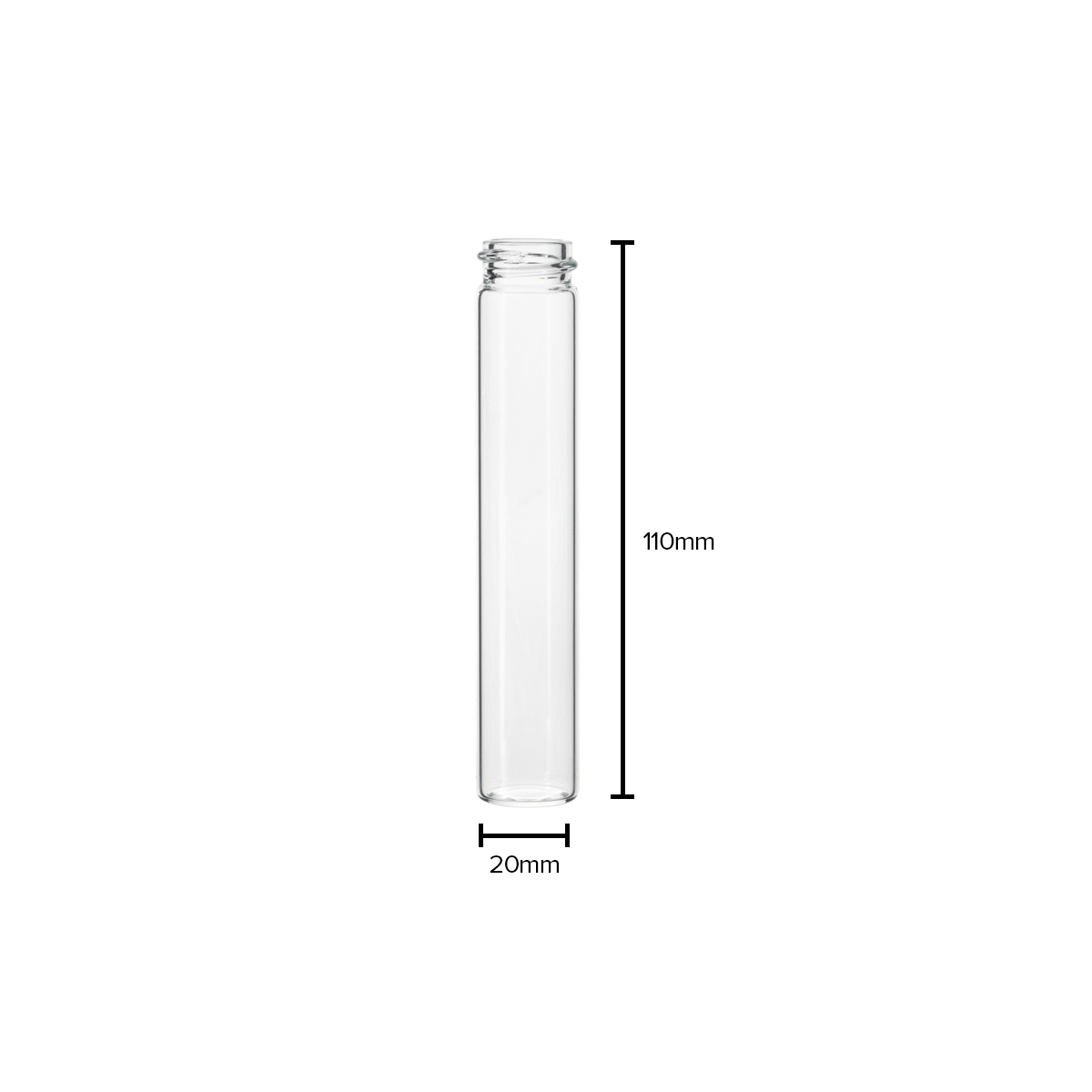 Glass Vial | Clear Glass Pre-Roll Tube | 20mm - 110mm - 240 Count Biohazard Inc