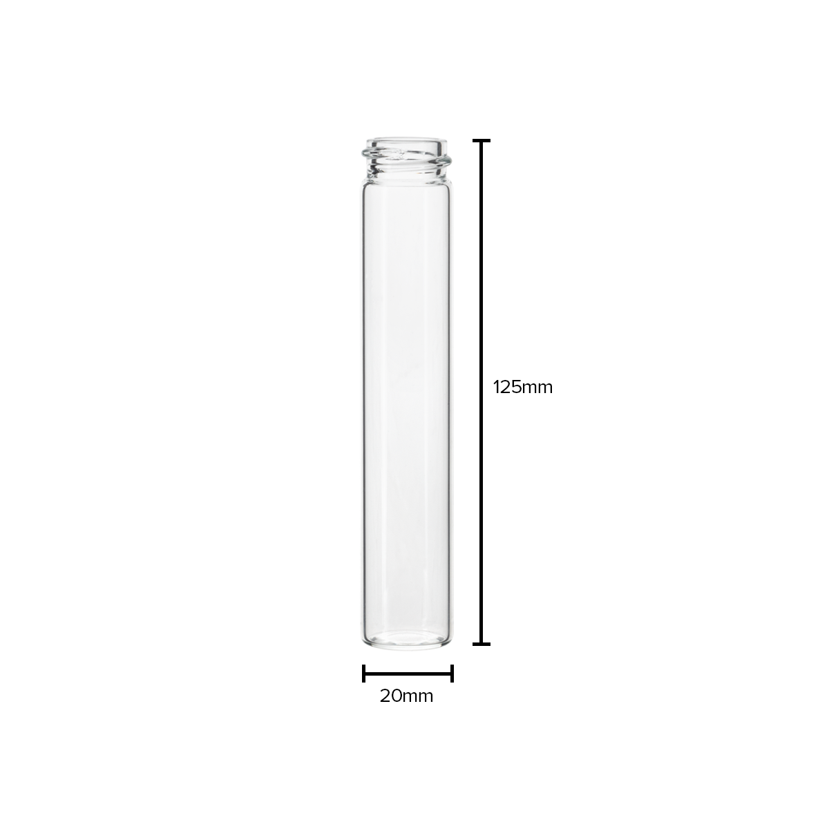 American Glass Vial | Pre-Roll Tube 20/400 Thread | 120mm - Clear - 240 Count Biohazard Inc