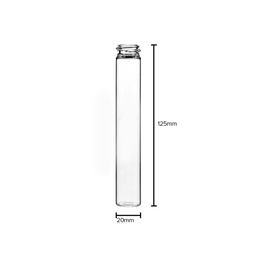 Glass Vial | Clear Glass Pre-Roll Tube | 20mm - 125mm - 240 Count Glass Vial Biohazard Inc   
