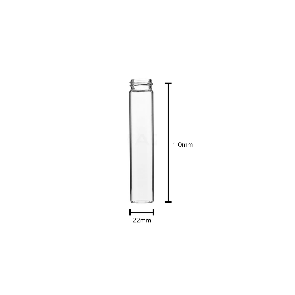 Glass Vial | Clear Glass Pre-Roll Tube | 22mm - 110mm - 203 Count Glass Vial Biohazard Inc   
