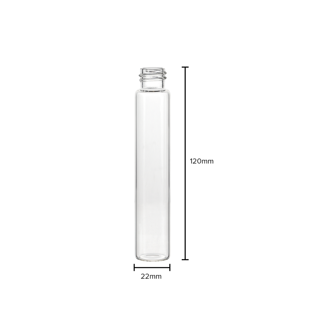 Glass Vial | Clear Child Resistant Glass Pre-Roll Tube | 18mm - 120mm - 168 Count Glass Vial Biohazard Inc   