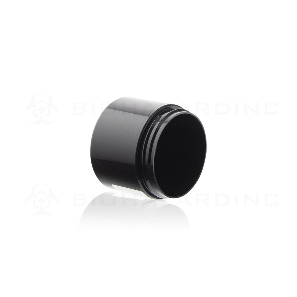 Plastic Jar | Straight Sided Plastic Jars - Black | 58mm - 2oz - 660 Count Plastic Jar Biohazard Inc   