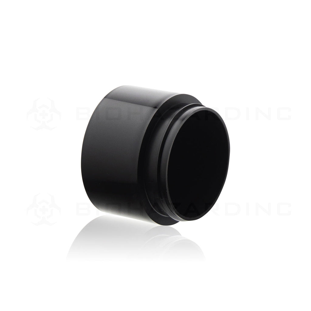 Plastic Jar | Straight Sided Plastic Jars - Black | 63mm - 3oz - 385 Count Plastic Jar Biohazard Inc   