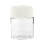 Child Resistant | Straight Sided Plastic Jars w/ Dome Caps - Clear/White | 53mm - 4oz - 100 Count - Biohazard Inc
