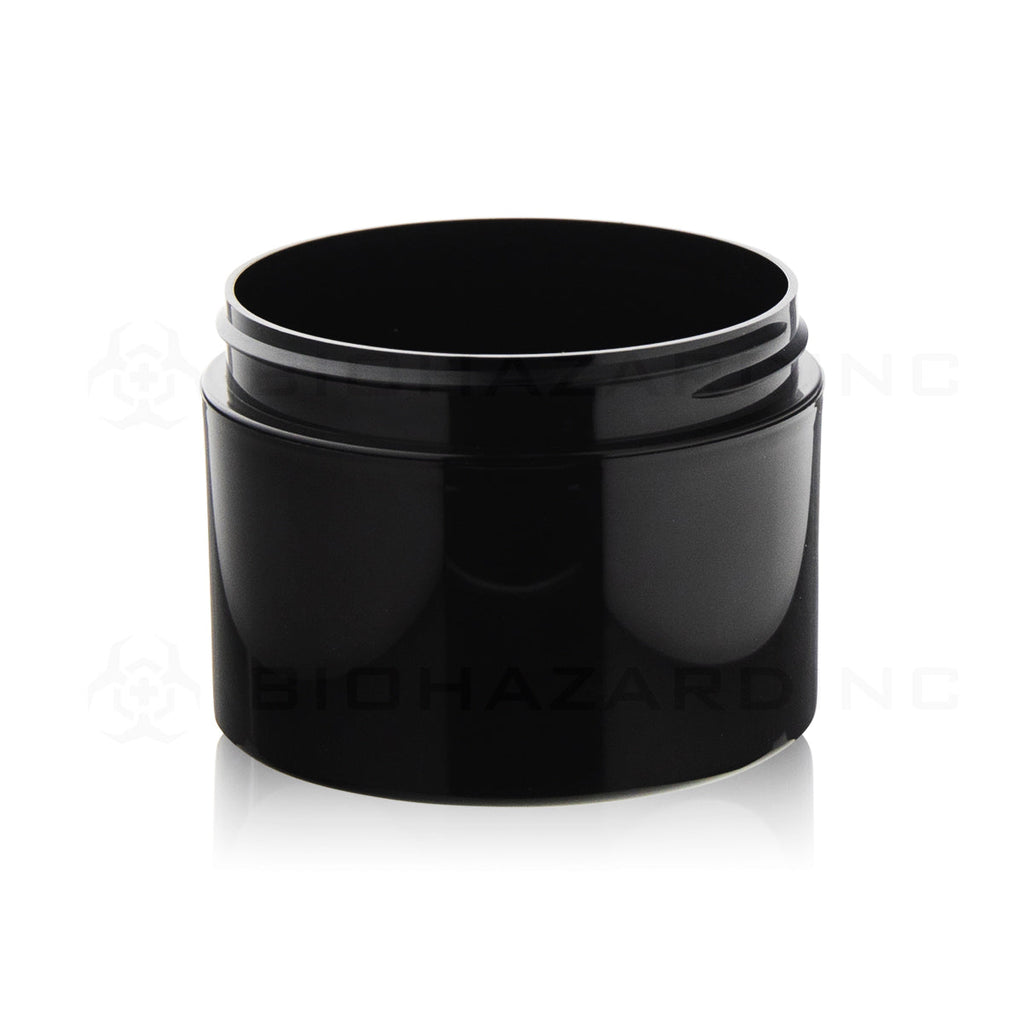Plastic Jar | Straight Sided Double Wall Plastic Jars - Black | 89mm - 8oz - 245 count Plastic Jar Biohazard Inc   