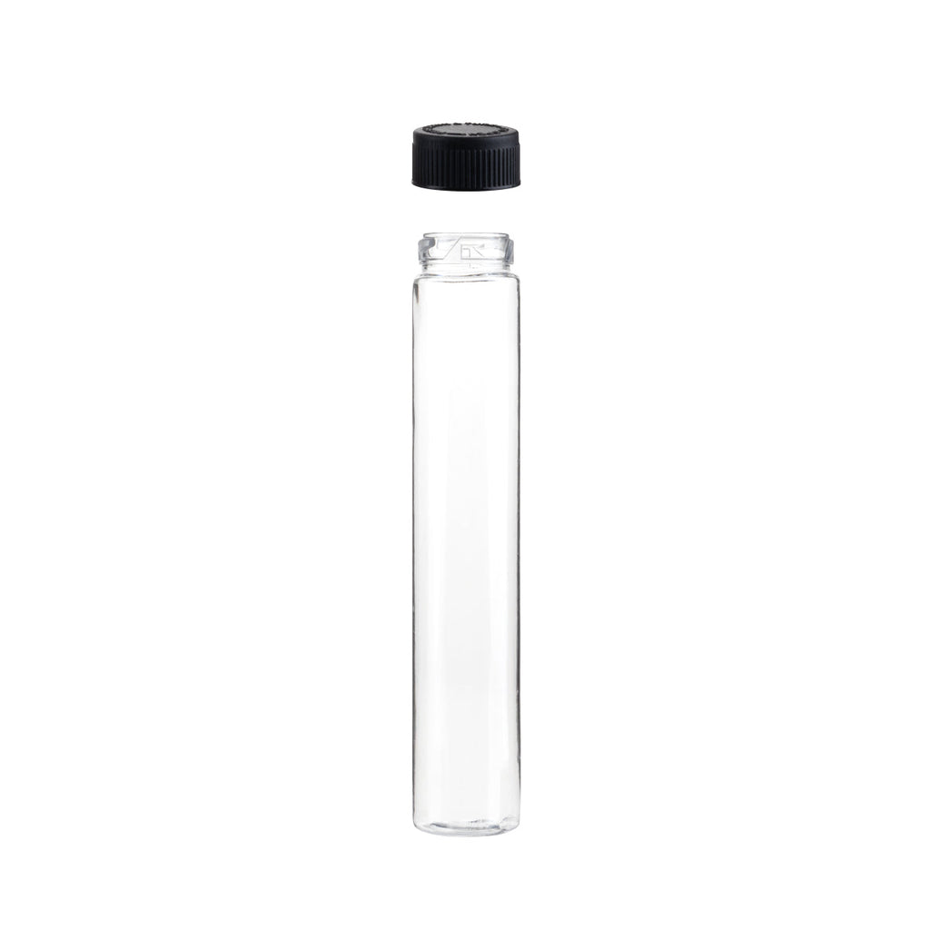 Child Resistant | Push & Turn Vape Cartridge Clear Tubes w/ Black Caps | 125mm - 400 Count - Biohazard Inc