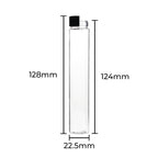 Child Resistant | Push & Turn Vape Cartridge Clear Tubes w/ Black Caps | 125mm - 400 Count - Biohazard Inc