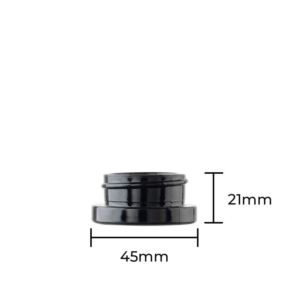 Concentrate Containers | Bottom Round Glass Concentrate Jars - Black | 38mm - 9mL - Various Counts - Biohazard Inc