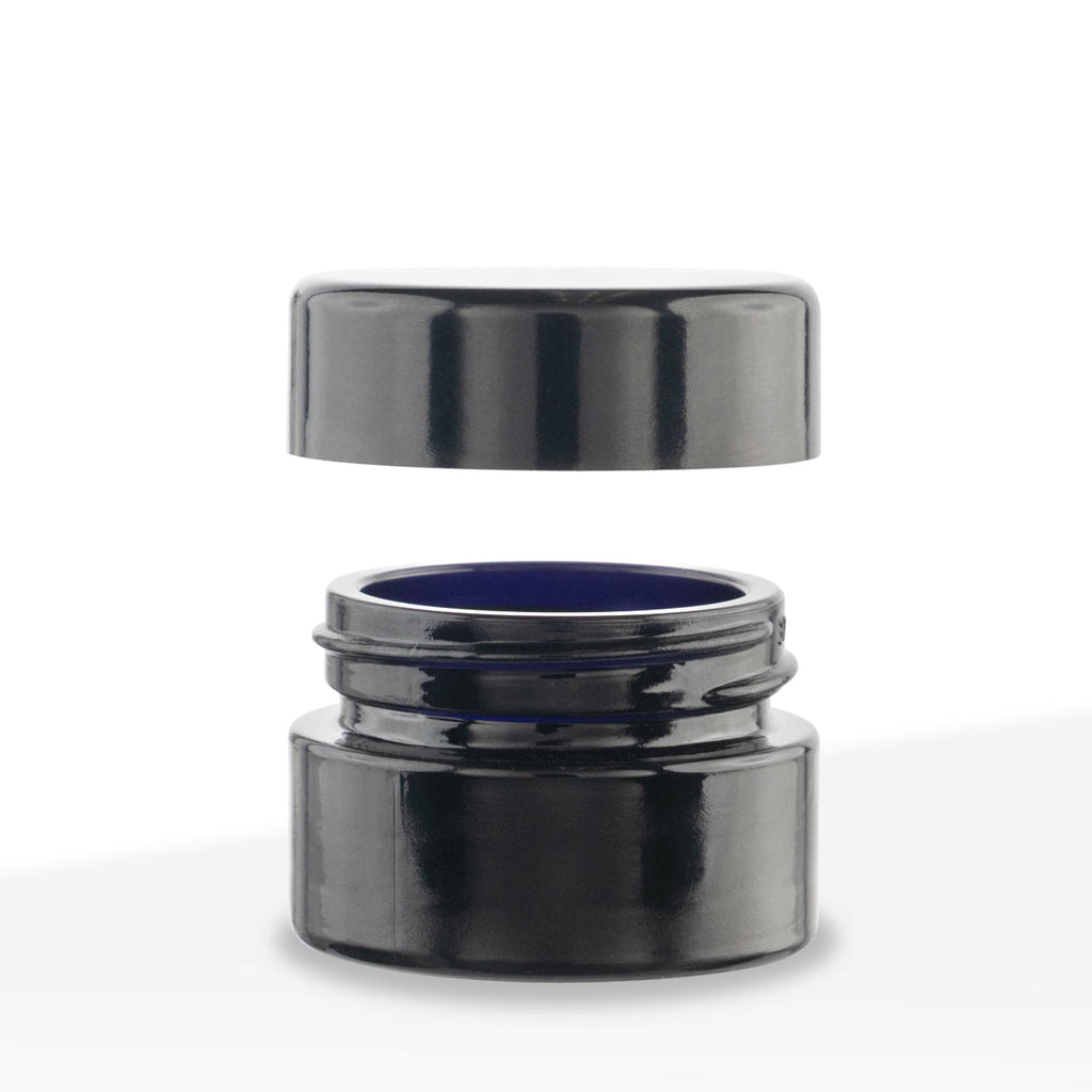 Concentrate Containers | MIRON UV Glass Concentrate Jars w/ Caps | 10ml - Black - 72 Count - Biohazard Inc