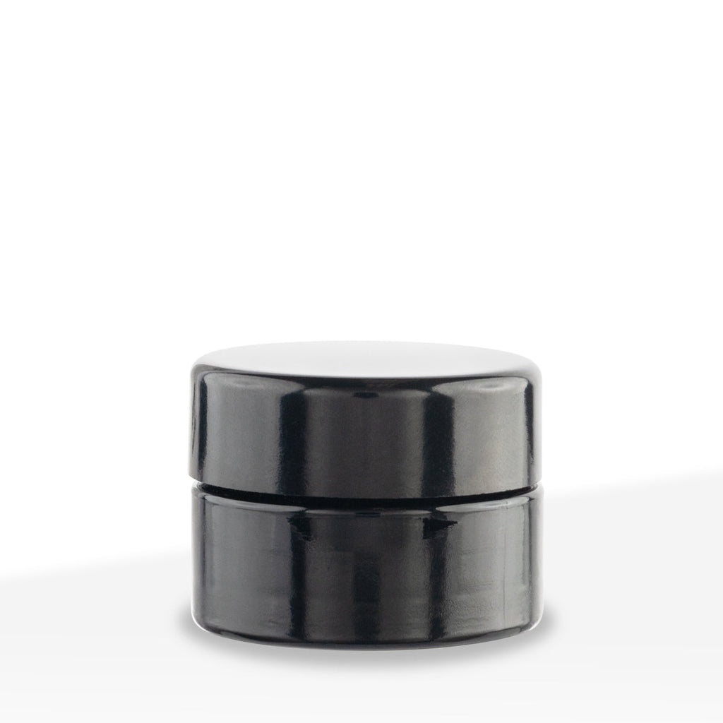 Concentrate Containers | MIRON UV Glass Concentrate Jars w/ Caps | 10ml - Black - 72 Count - Biohazard Inc