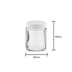 Glass Jar | Straight Sided Clear Glass Jars w/ Ribbed Plastic White Caps | 18oz - 48 Count Glass Jar Biohazard Inc   