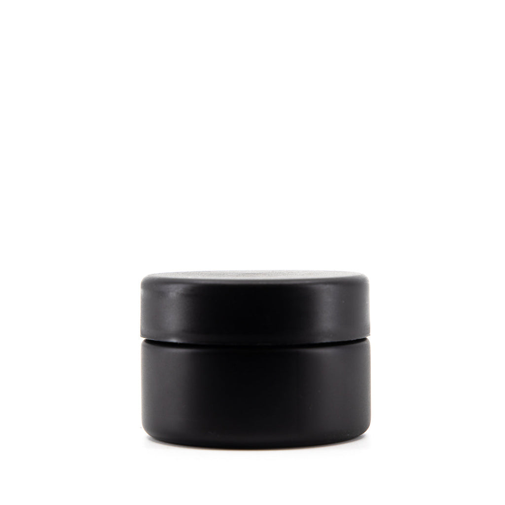 Child Resistant | Straight Sided Glass Jars w/ Flush Caps - Matte Black | 50mm - Various Sizes Child Resistant Jar Biohazard Inc 1oz - 200 Count  