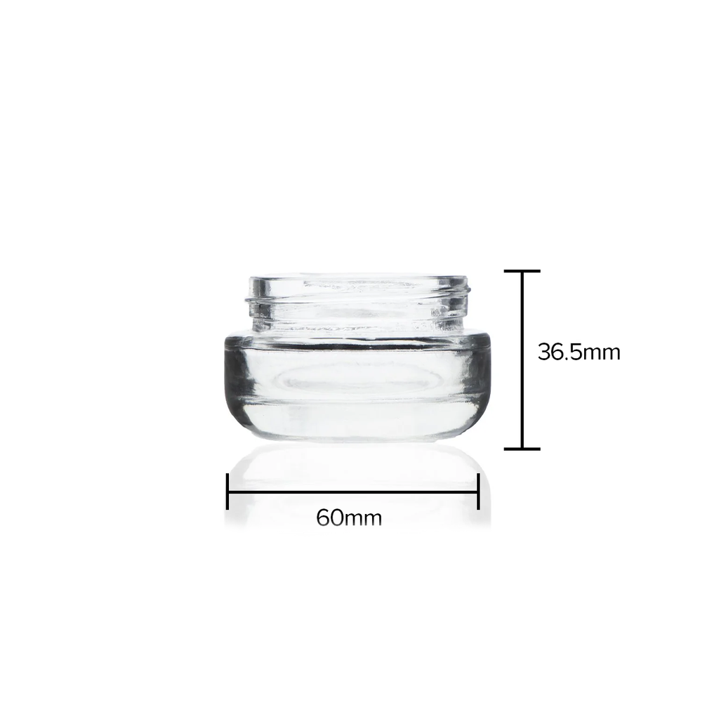 Glass Jars | Rounded Base 53/400 Thread | 1oz - Clear - Various Counts - Biohazard Inc - 32 Count - 200 Count