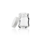 Glass Jar | Straight Sided Clear Glass Jars w/ White Caps | 1oz - 252 Count Glass Jar Biohazard Inc   