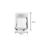 Glass Jar | Straight Sided Clear Glass Jars w/ White Caps | 1oz - 252 Count Glass Jar Biohazard Inc   