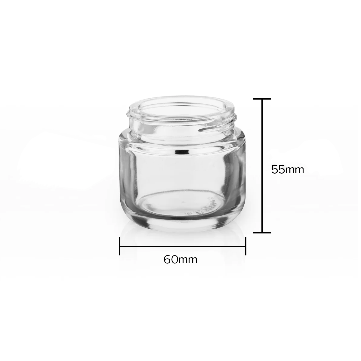 Glass Jar | Rounded Base Heavy Wall Glass Jars - Clear | 53mm - 2.5oz - Various Counts Glass Jar Biohazard Inc 32 Count  