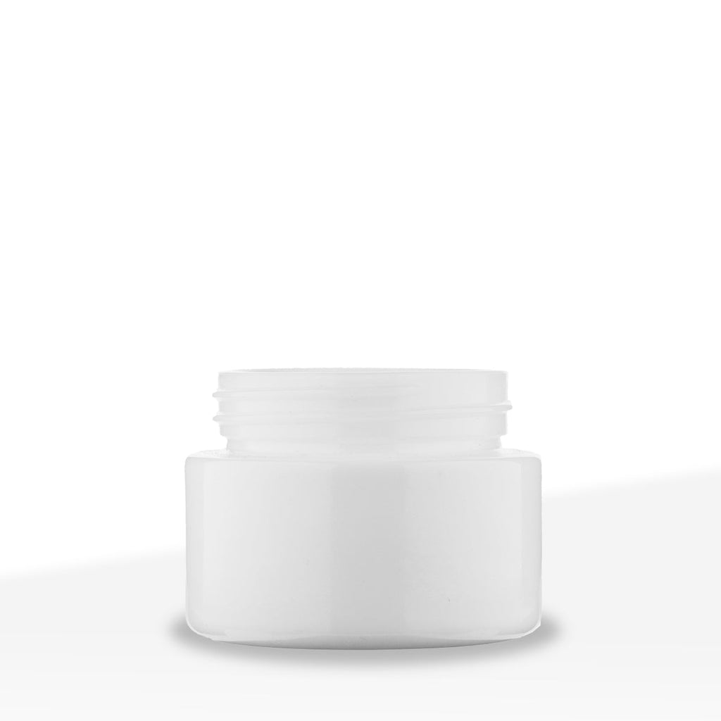 Child Resistant | Straight Sided Glass Jars w/ Flush Caps - Opaque White | Various Sizes Child Resistant Jar Biohazard Inc 53mm - 2oz - 200 Count  