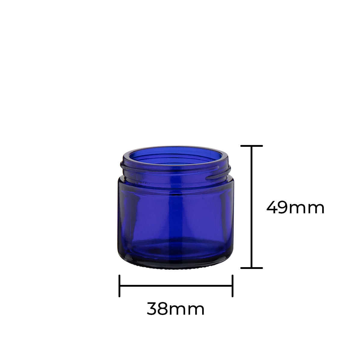 Glass Jars | Straight Sided 53/400 Thread | 2oz - Cobalt Blue - 42 Count - Biohazard Inc