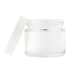 Glass Jars | Straight-Sided w/ Ribbed White Caps | 2oz - Clear - 240 Count
