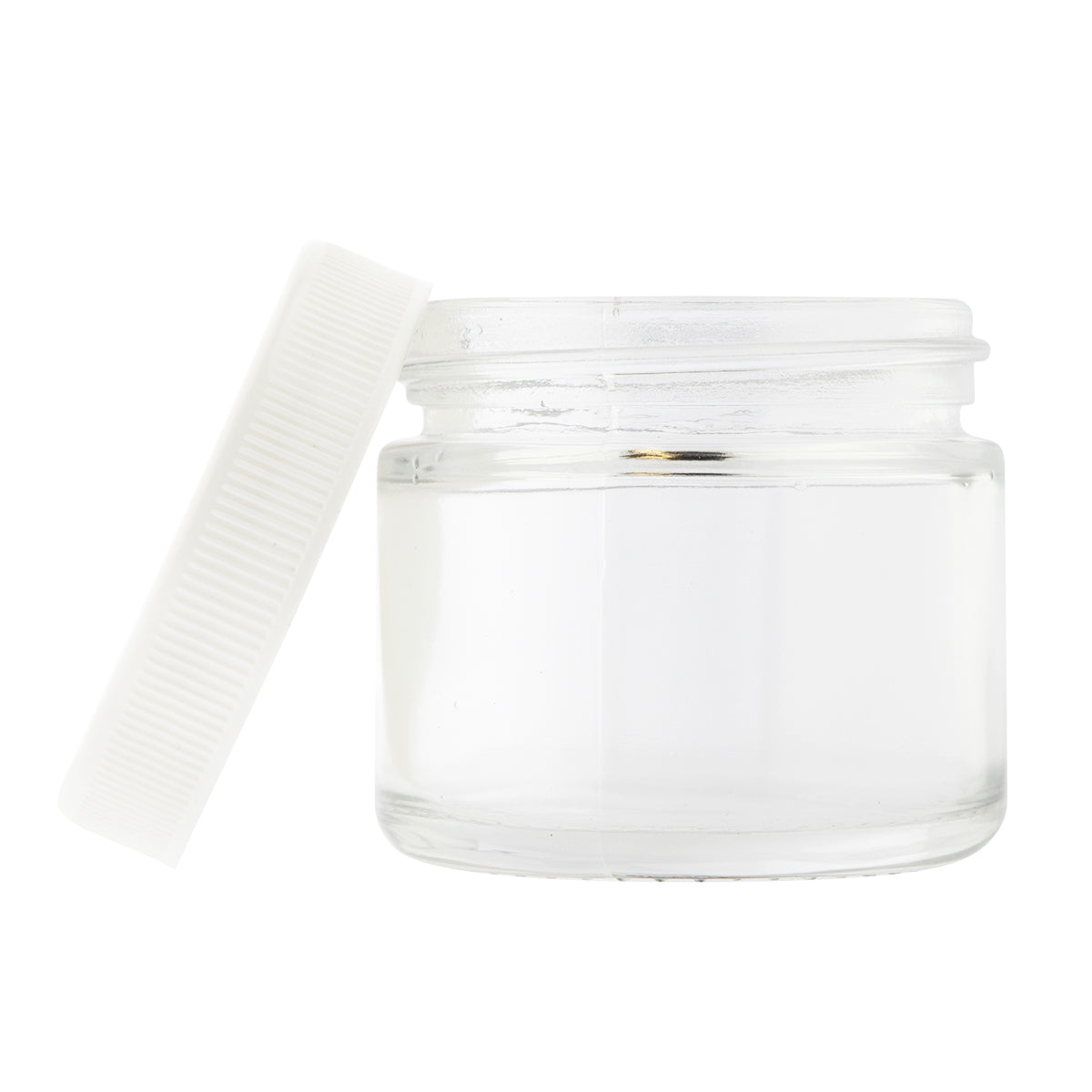 Glass Jars | Straight-Sided w/ Ribbed White Caps | 2oz - Clear - 240 Count