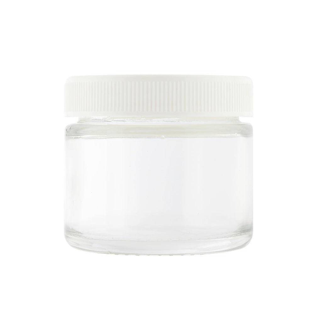 Glass Jars | Straight-Sided w/ Ribbed White Caps | 2oz - Clear - 240 Count