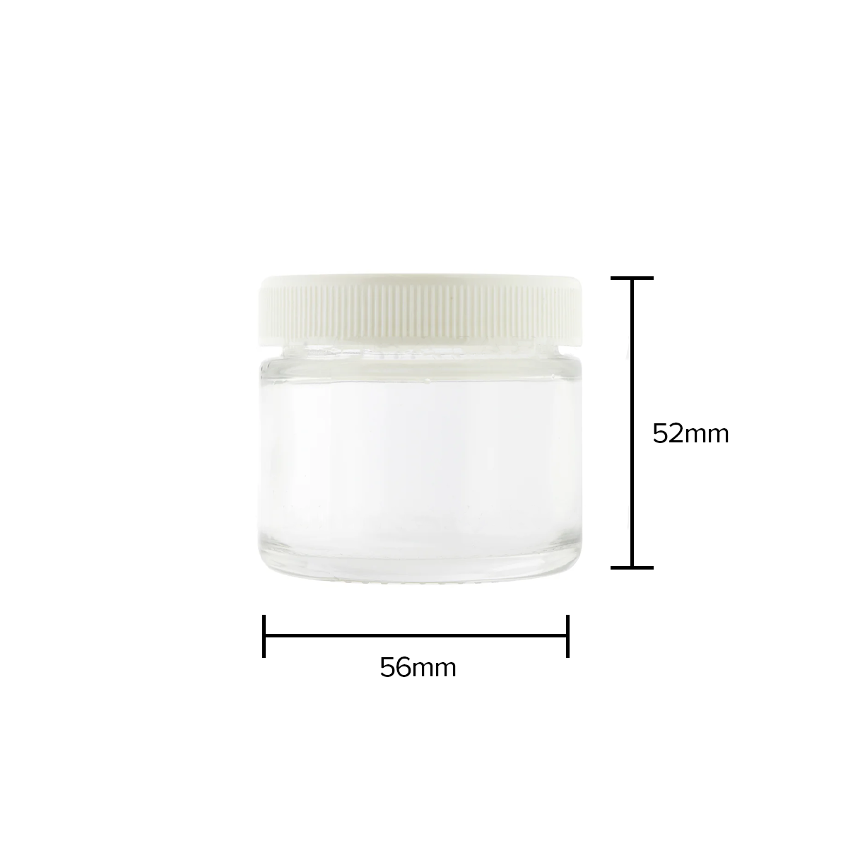 Glass Jar | Clear Glass Jars w/ Ribbed Caps - Matte White | 2oz - 240 Count Glass Jar Biohazard Inc   