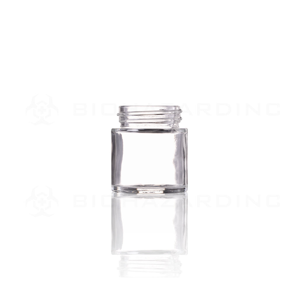 Glass Jar | Straight Sided Glass Jars - Clear  | 38mm - 1oz - 256 Count  Biohazard Inc   