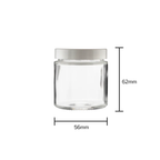 Glass Jar | Smooth Sided Clear Glass Jars w/ White Caps | 3oz - 150 Count Glass Jar Biohazard Inc   