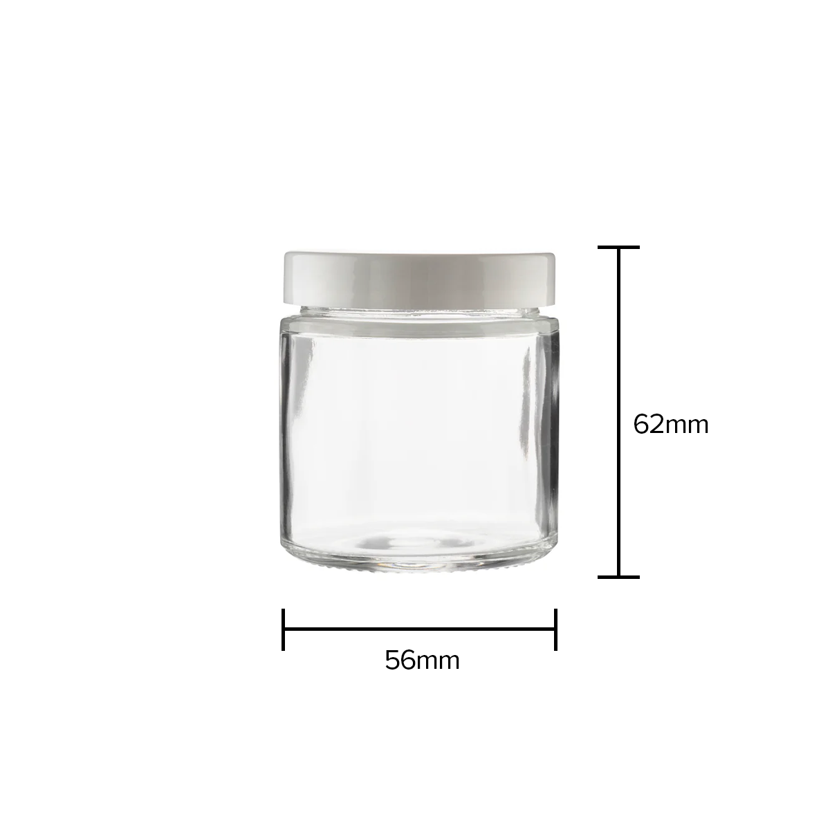 Glass Jar | Smooth Sided Clear Glass Jars w/ White Caps | 3oz - 150 Count Glass Jar Biohazard Inc   