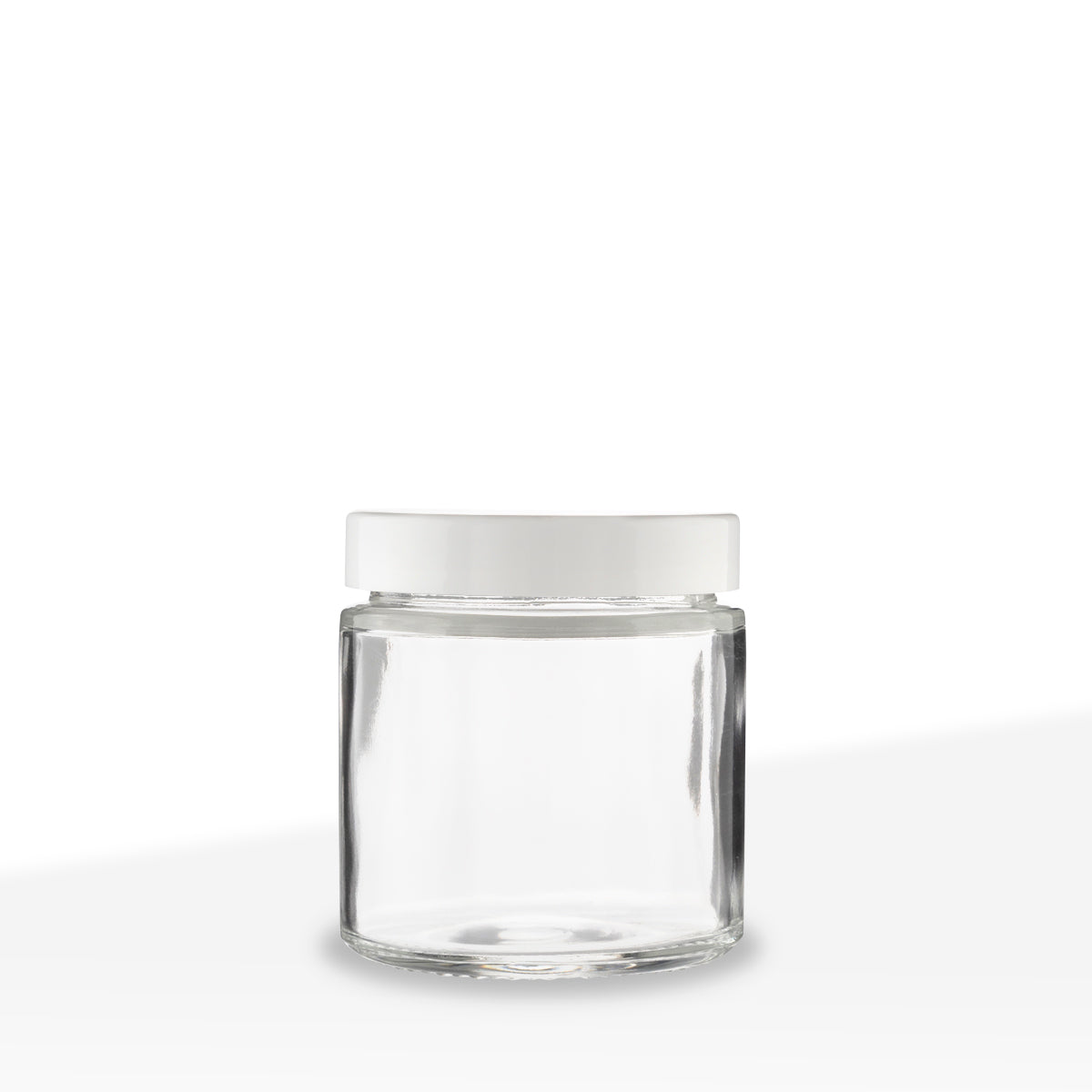 Glass Jars | Straight-Sided w/ Smooth White Caps | 3oz - Clear - 150 Count