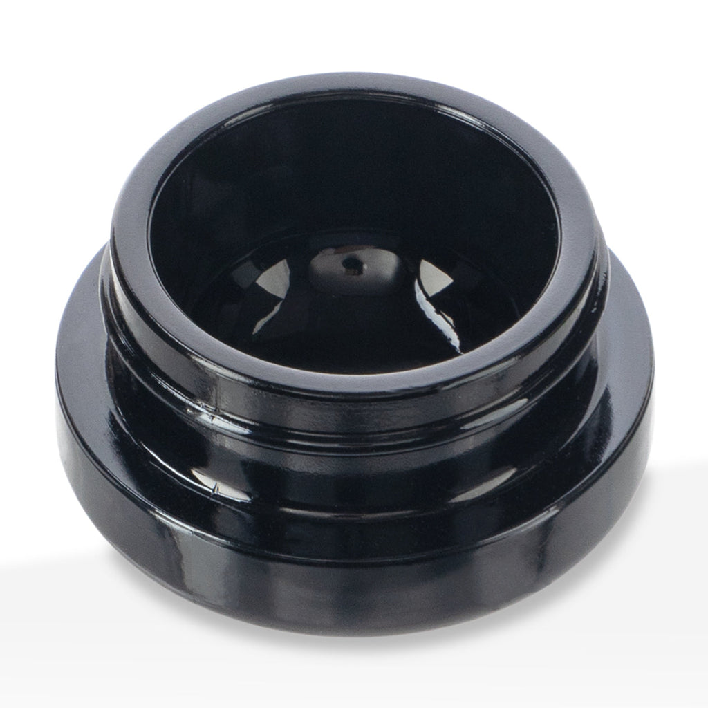 Glass Jar | Child-Resistant Thick Round Base w/ Caps | 7mL - Black - 160 Count