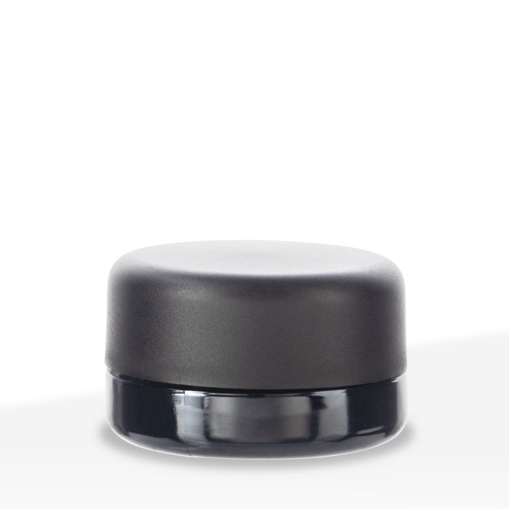 Glass Jar | Child-Resistant Thick Round Base w/ Caps | 7mL - Black - 160 Count