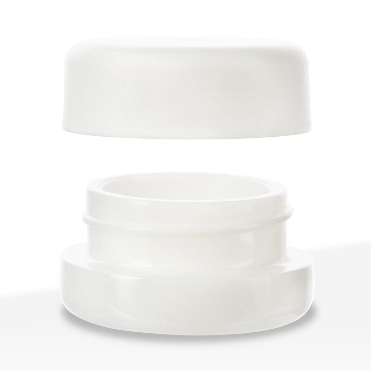 Glass Concentrate Jar | Child Resistant Thick Round Base w/ Caps | 7mL - White - 160 Count - Biohazard Inc