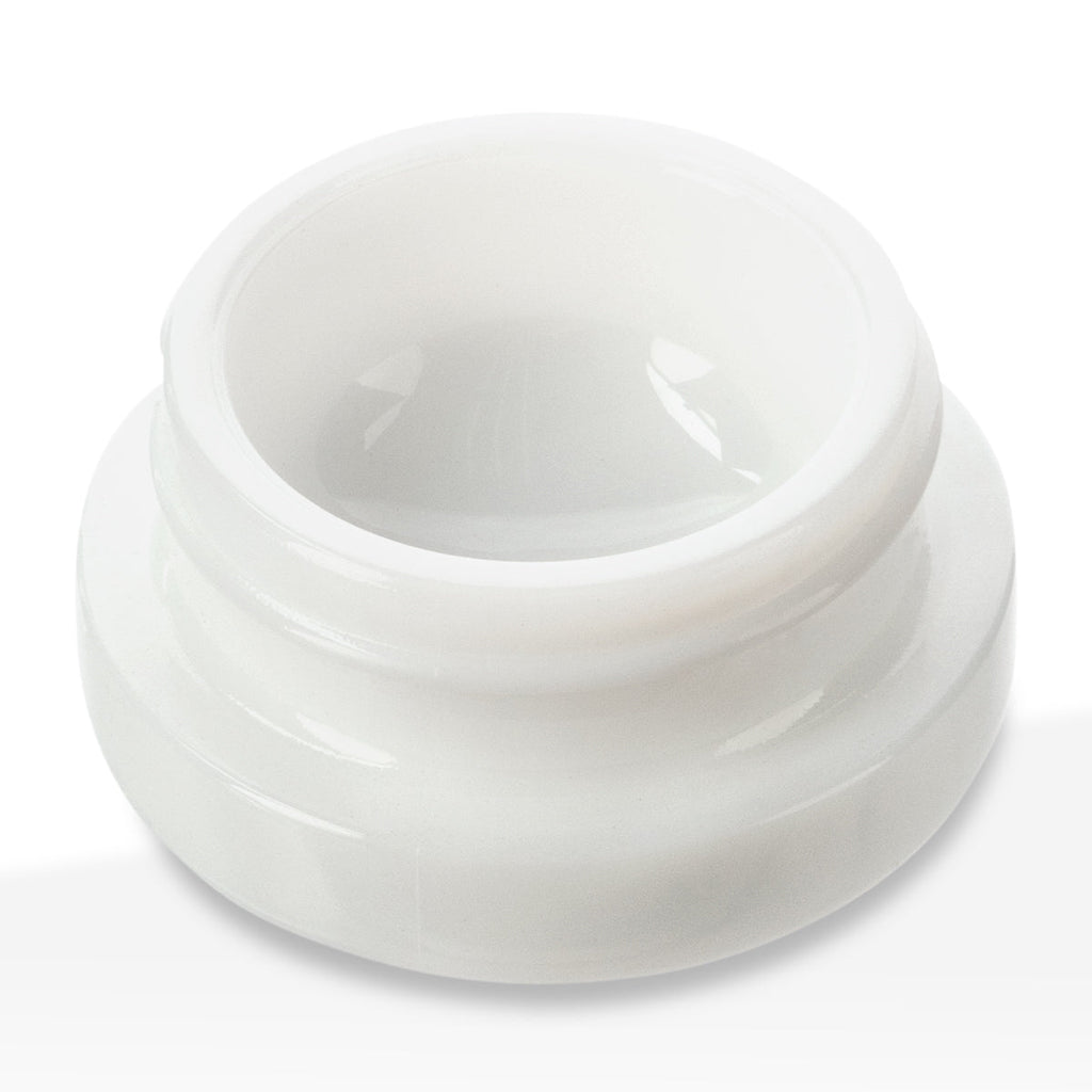 Glass Concentrate Jar | Child Resistant Thick Round Base w/ Caps | 7mL - White - 160 Count - Biohazard Inc