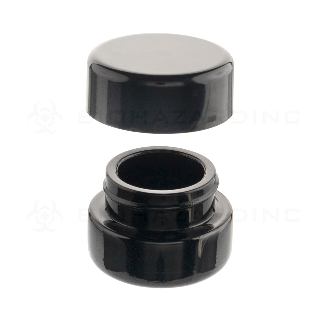 Child Resistant | UV Glass Concentrate Jar w/ Caps | 5mL - 300 Count  Biohazard Inc   