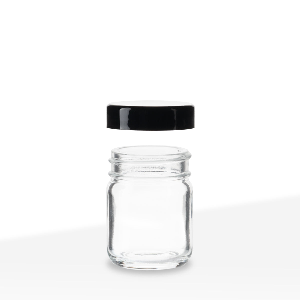 Glass Jars with Caps | Straight Sided  w/ Black Caps | 1oz - Clear - 252 Count Biohazard Inc