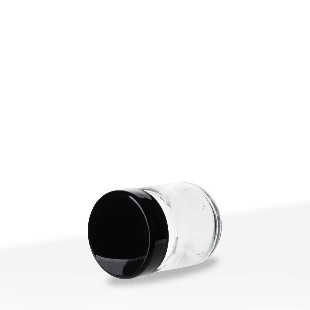 Glass Jars with Caps | Straight Sided  w/ Black Caps | 1oz - Clear - 252 Count Biohazard Inc