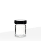 Glass Jars with Caps | Straight Sided  w/ Black Caps | 1oz - Clear - 252 Count Biohazard Inc