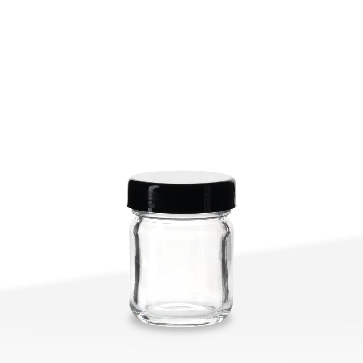 Glass Jars with Caps | Straight Sided  w/ Black Caps | 1oz - Clear - 252 Count Biohazard Inc