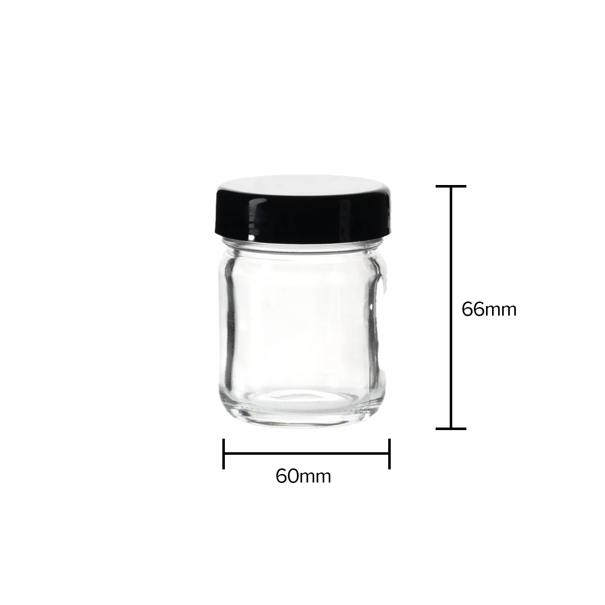 Glass Jars with Caps | Straight Sided  w/ Black Caps | 1oz - Clear - 252 Count Biohazard Inc