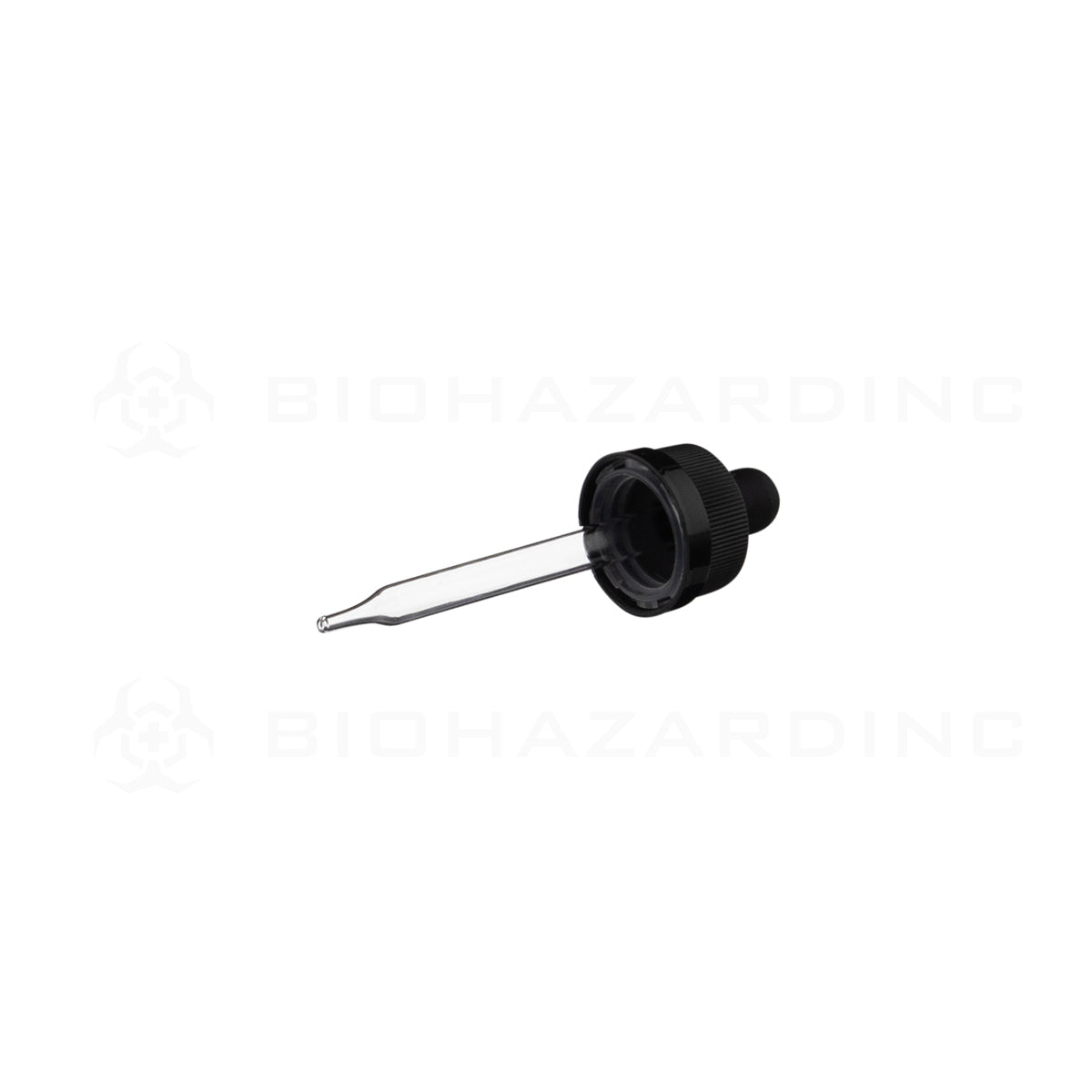 Child Resistant | Cap w/ Glass Dropper | 20mm - Black Child Resistant Cap Biohazard Inc   