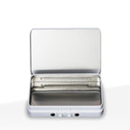 Round white metal tin with secure child-resistant closure for professional packaging use