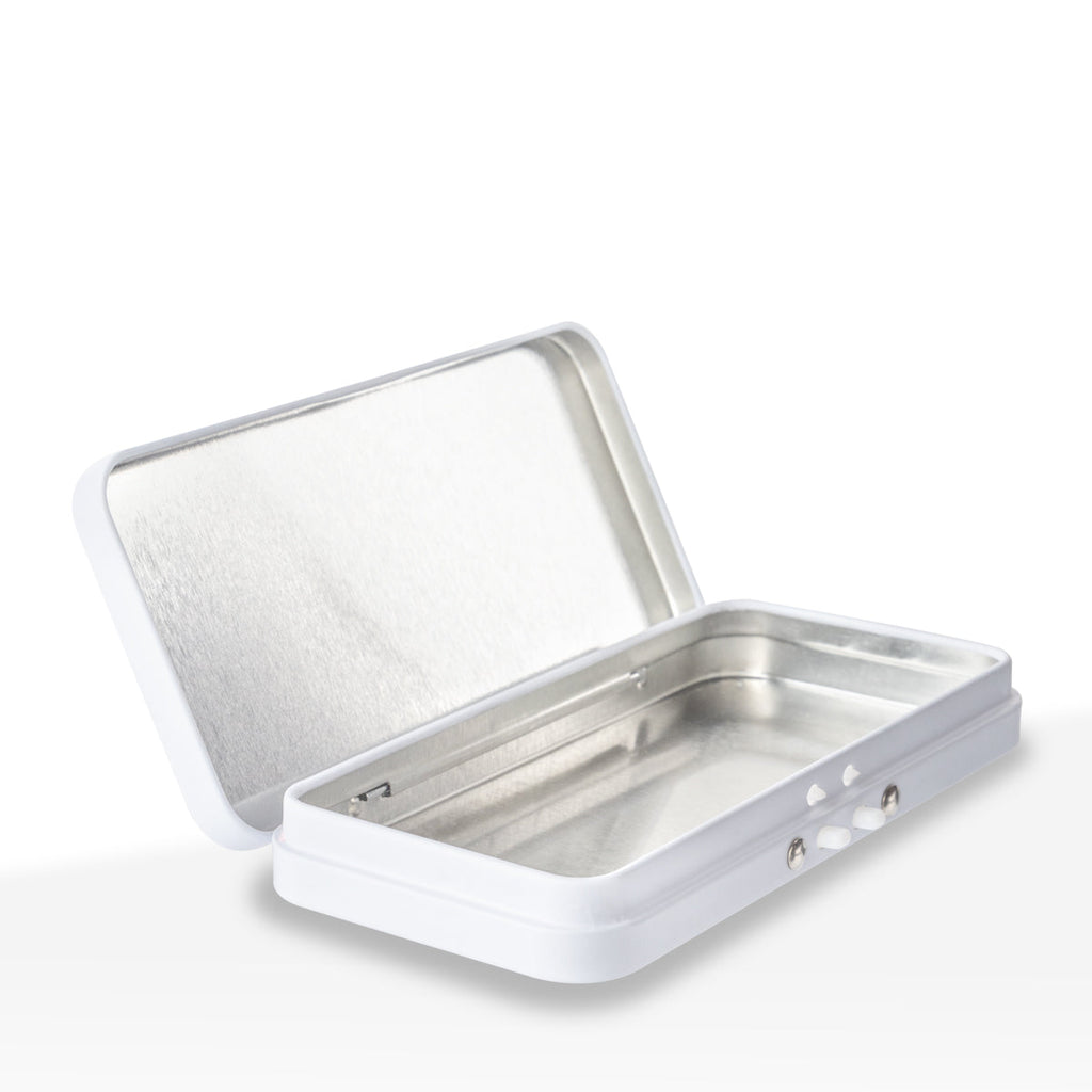 Child Resistant Edible Container | Metal Tin | 4.75" x 2.25" - 300 Count - Various Colors - Biohazard Inc - White