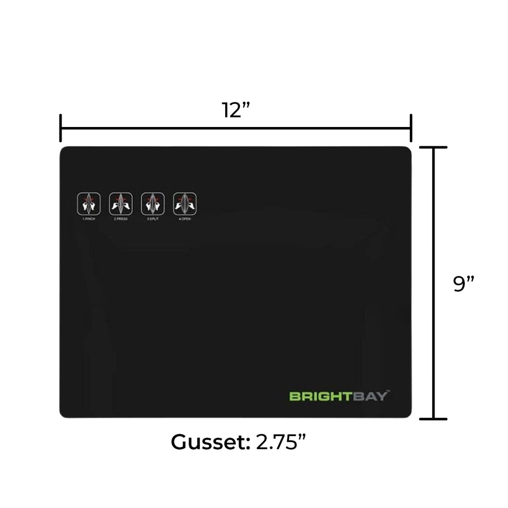 Child Resistant | Bright Bay™ Black Mylar Exit Bags | 12" x 9" - 56g - 250 Count - Biohazard Inc - Tear Notch