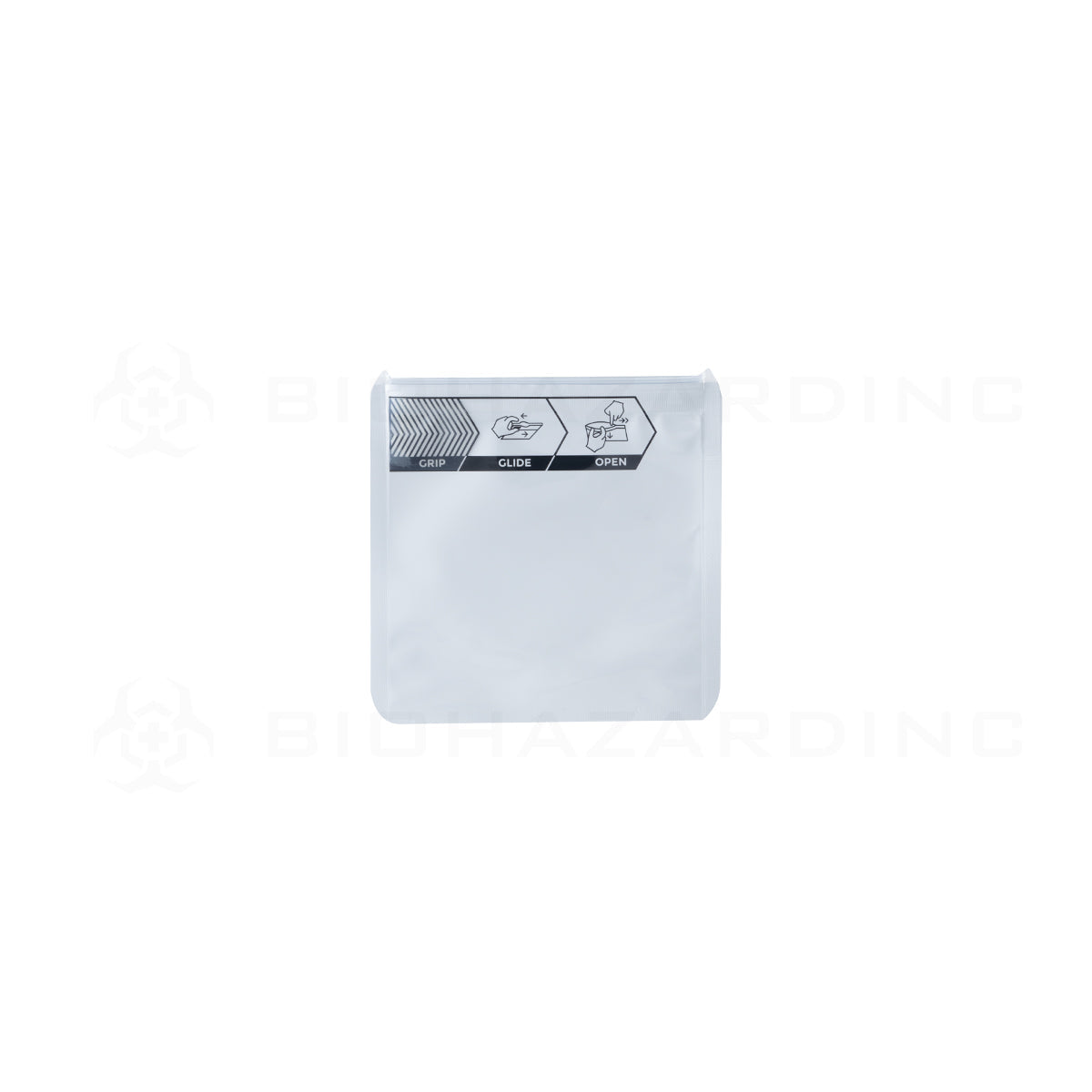 Child Resistant | Grip N Glide™ White Mylar Bags | 3.5in x 3.5in - 1 gram - 100 Count Child Resistant Mylar Bag Biohazard Inc   