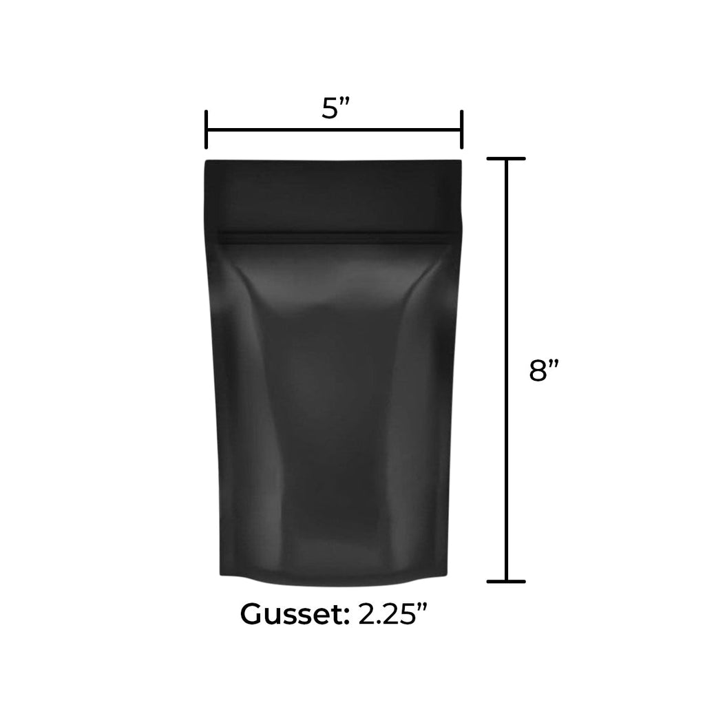 Tamper Evident | Glossy Black Mylar Bags | 5" x 8" - 14g - 1000 Count - Biohazard Inc - Tear Notch