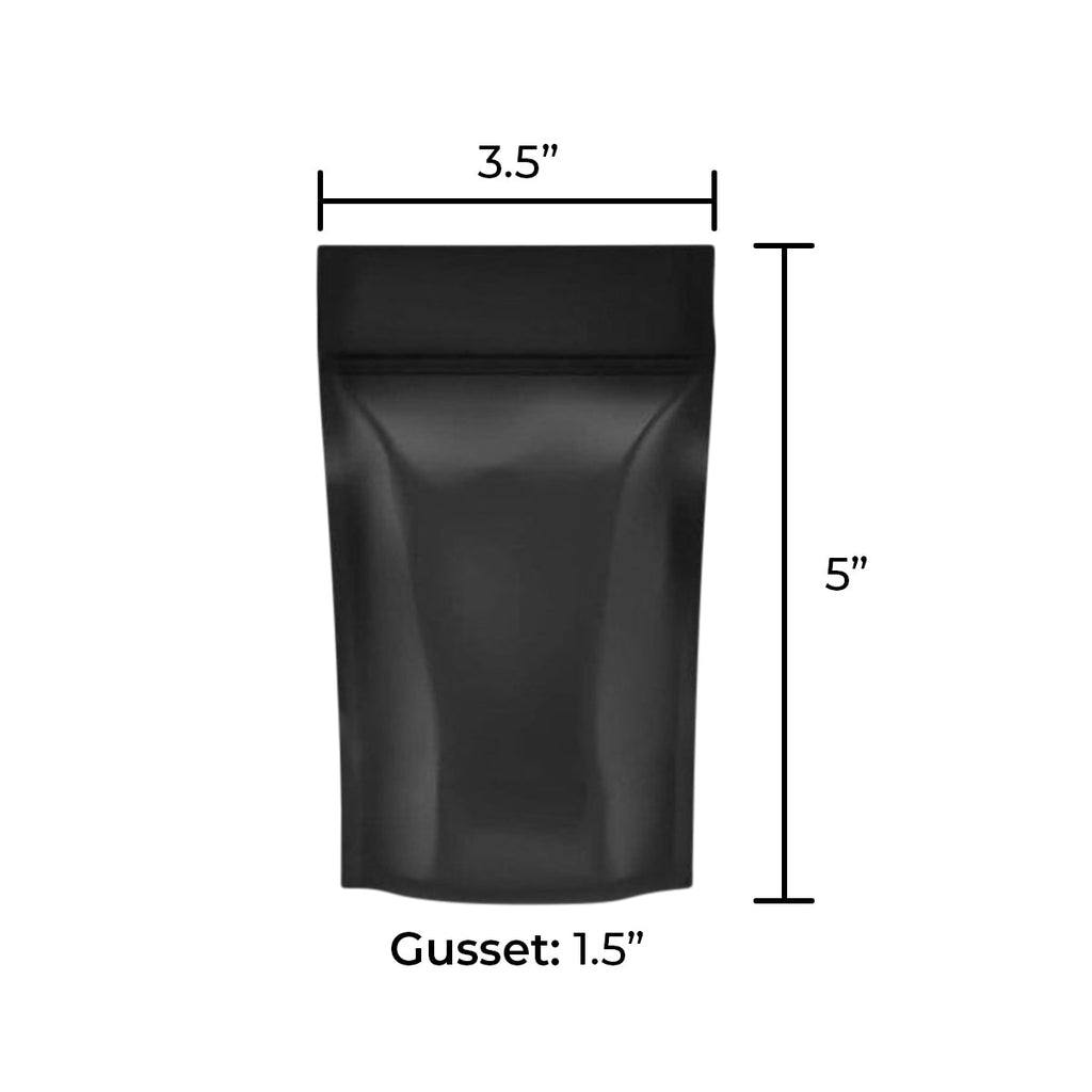 Tamper Evident | Glossy Black Mylar Bags | 3.5" x 5" - 3.5g - 1000 Count - Tear Notch - Biohazard Inc