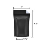 Tamper Evident | Glossy Black Vista Mylar Bags - Tear Notch | 4" x 6.5" - 7g - 1000 Count